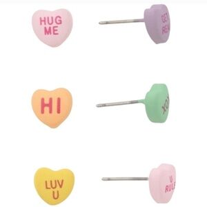🌟🧚‍♀️Betsey Johnson Valentine Conversation Heart Stud Earring Set NWT/NIB